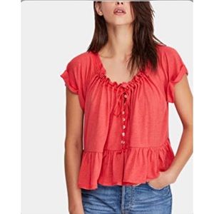 Free People Ruffle Tee